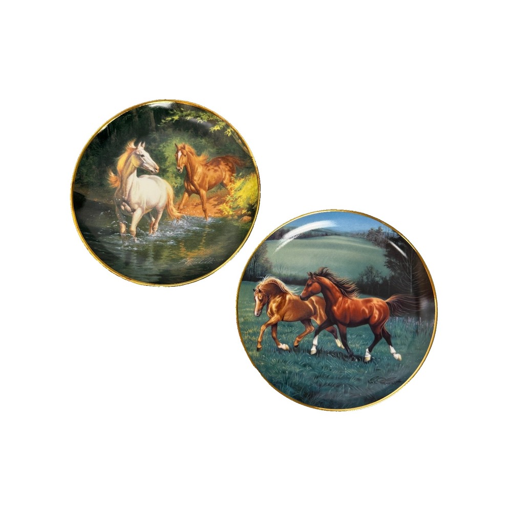 Free As The Wind & Wild and Free Horse Plates Franklin Mint Limited Edi Numbered